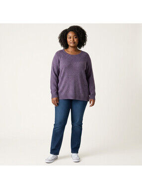 Sonoma Sweater Pullover Women 2X Plus Purple Knit Long Sleeve Soft Cozy Cotton